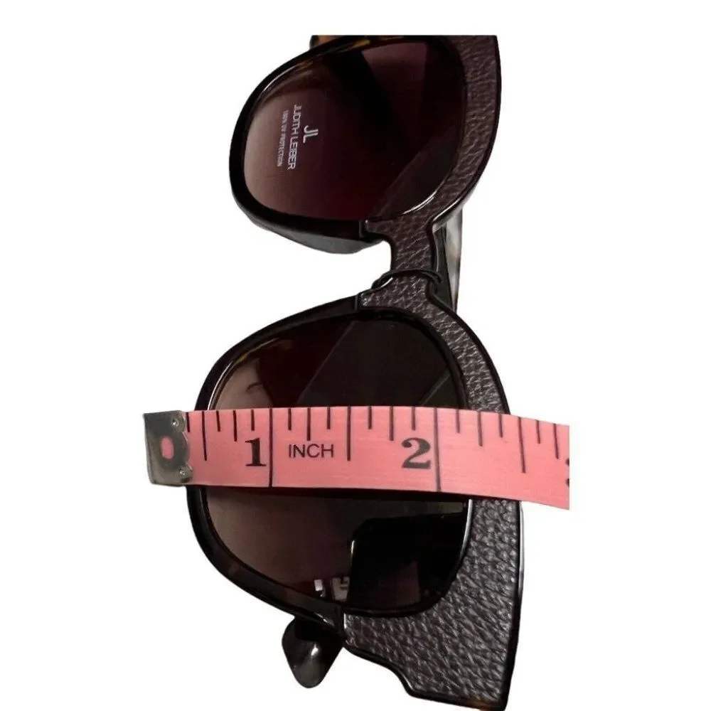 Judith Leiber Uva Sunglasses‎ Brown Tortoise Square Classic Cat Eye Textured